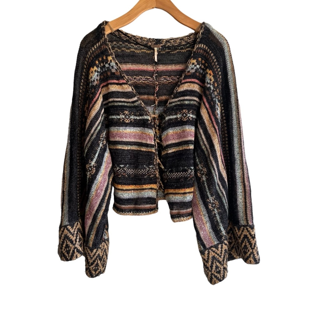 Flawless Free People Oversize Cardigan Nopal Kimono Style Cropped Bell Sleeve - Picture 9 of 15